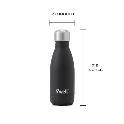 S'well Stainless Steel Water Bottle, 9oz, Onyx, Triple Layered Vacuum Insulated Containers Keeps Drinks Cold for 24 Hours and Hot for 12, BPA Free, Perfect for On the Go - Image 4
