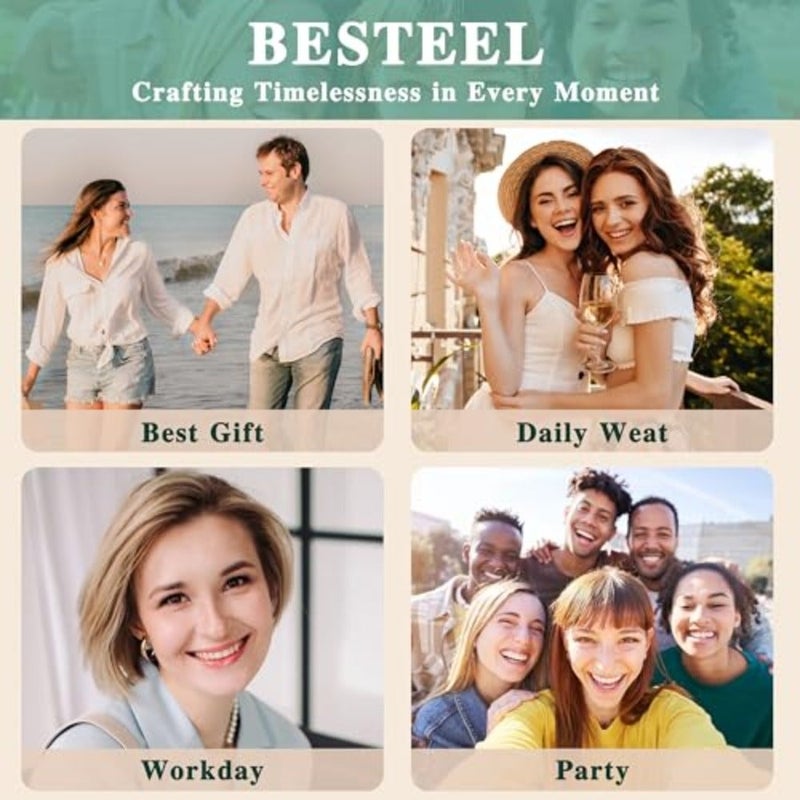 BESTEEL 13 زوجًا من الأقراط الذهبية الصغيرة مجموعة أقراط هوجي الأطواق النسائية خفيفة الوزن ولا تسبب الحساسية واللؤلؤ الرقيق مثالية للهدايا - Image 4
