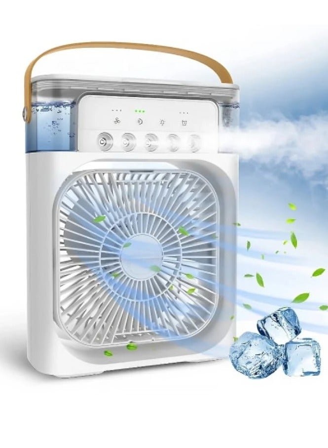 WEIDASI Multi-Function Five- Hole Fan USB Personal Evaporative Air Cooler Mini Humidifier Misting Fan with LED Light 3 Wind Speeds and 5 Spray Modes For Home and Office - Image 1
