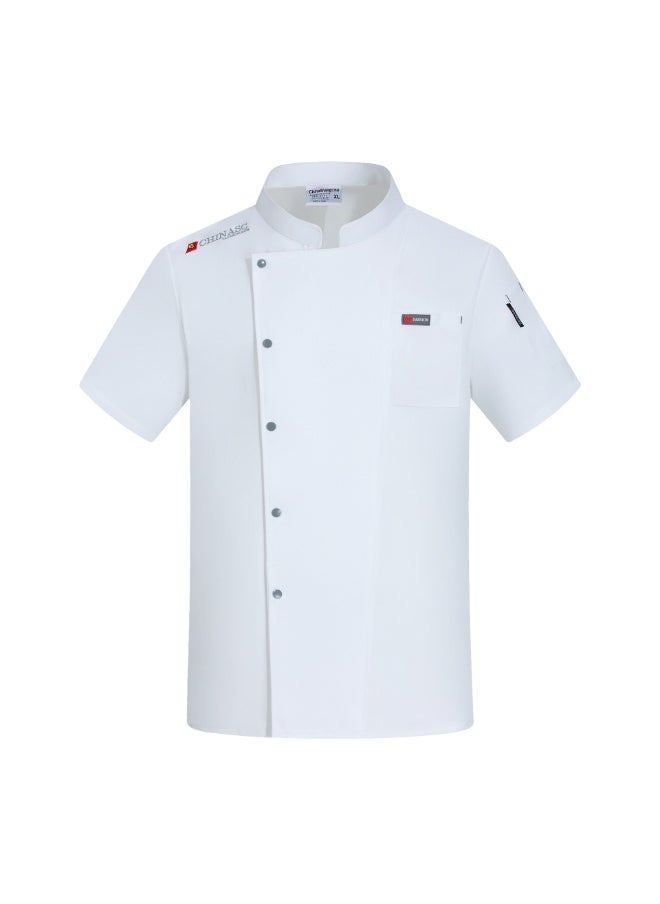 NIBEMINENT High-End Chef Overalls Short-Sleeved Summer Dining Restaurant Hotel Restaurant Kitchen Breathable Thin Men's Business Shirt  - Image 1