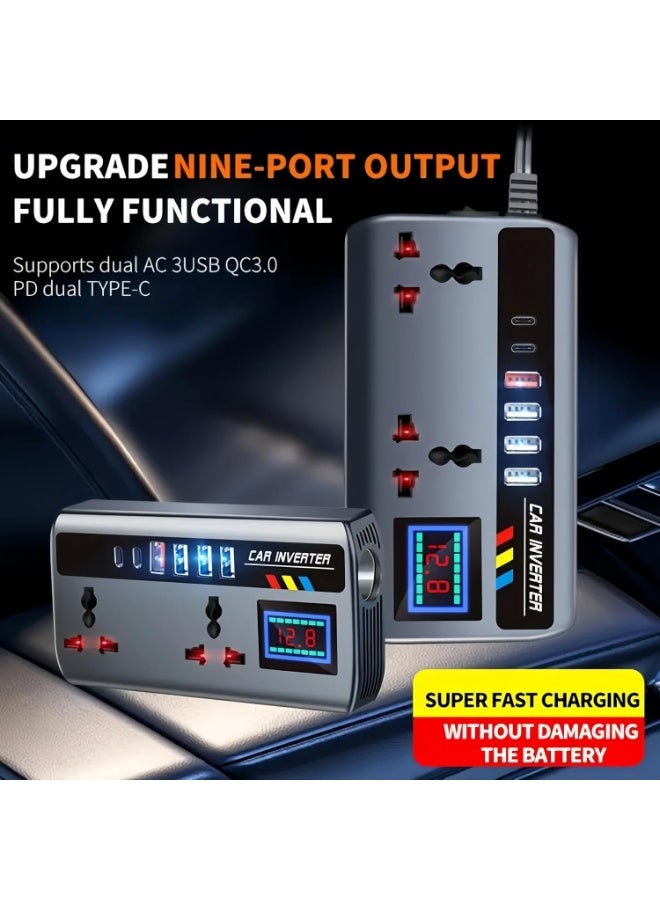 JAJEEK 12V/24V to 220V Pure Sine Wave Car Inverter with 2 AC Sockets & 3 USB Ports, Portable Vehicle Power Supply for Laptops, Phones, Camping, Travel, and Emergency Charging - Image 1