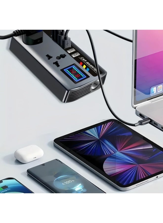 JAJEEK 12V/24V to 220V Pure Sine Wave Car Inverter with 2 AC Sockets & 3 USB Ports, Portable Vehicle Power Supply for Laptops, Phones, Camping, Travel, and Emergency Charging - Image 4