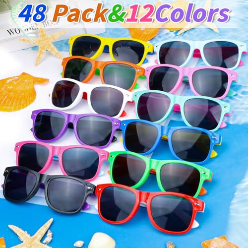 Oleitodh 48 Pack Kids Sunglasses Party Favors Kids Neon Sunglasses Bulk Childrens Sunglasses Boys Girls Eyewear Pack for Goody Bag Fillers Summer Beach Pool Birthday Party Supplies - Image 5