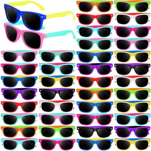 Oleitodh 48 Pack Kids Sunglasses Party Favors Kids Neon Sunglasses Bulk Childrens Sunglasses Boys Girls Eyewear Pack for Goody Bag Fillers Summer Beach Pool Birthday Party Supplies - Image 1