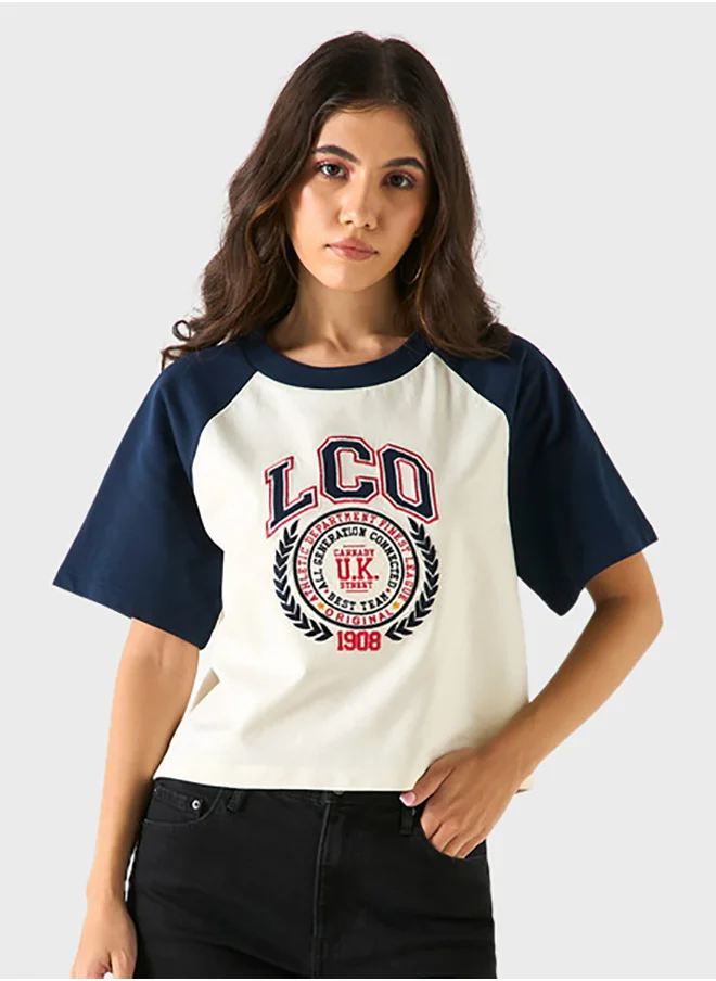 Lee Cooper Logo Embroidered Crew Neck T-Shirt