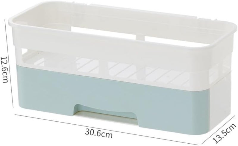 Wall Mounted Bathroom Organizer Shelf With Drawer Drill Free Removable Storage Rack For Toiletries - Image 3