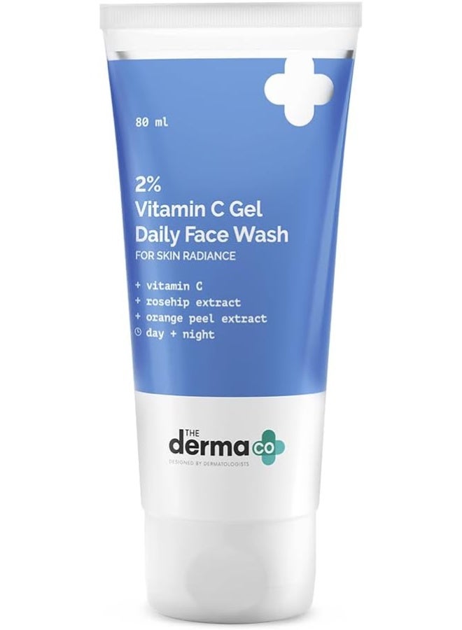 ذا ديرما كو غسول الوجه اليومي من ذا ديرما كو، جل فيتامين سي ٢٪، مع فيتامين سي، ومستخلص ثمر الورد وقشر البرتقال لبشرة متوهجة - ٨٠ مل - Image 1