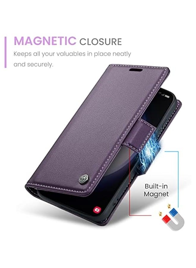 Premium PU Leather Wallet Case for Samsung Galaxy S24 - Purple - Image 5