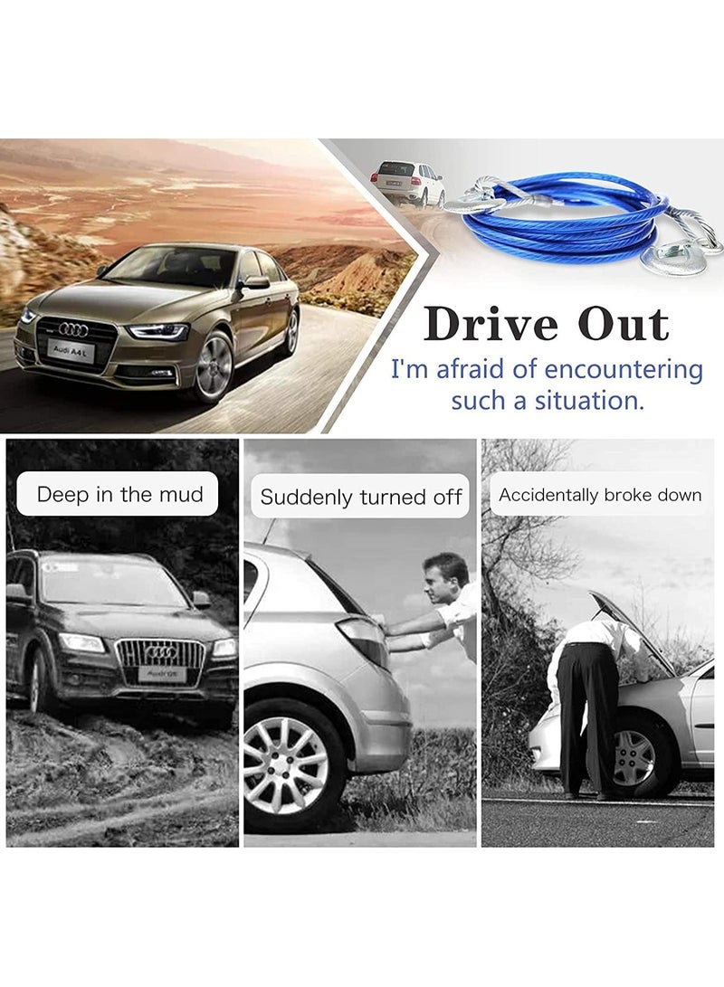 Heavy Duty Tow Rope – 7 Ton High Strength Steel Wire Cable with Hooks – 4M Emergency Car Trailer Towing Rope - Image 3