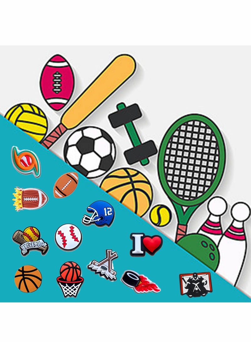 Excefore Crocs Shoe Decoration Charms 30 Pcs Sports Croc Accessories PVC Shoe Charms for Crocs Shoes Bracelets Wristband - Image 2