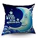 Moslion Quotes Pillow Case I Love You The Moon and Back Letter with Smile Moon Decorative Throw Pillow Case 18" x 18" - Image 2