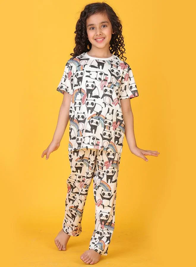 Anthrilo Anthrilo All-Over Panda Print T-Shirt and Pyjama Set