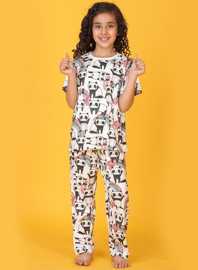 Anthrilo All-Over Panda Print T-Shirt and Pyjama Set - Image 3