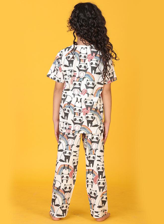 Anthrilo All-Over Panda Print T-Shirt and Pyjama Set - Image 1