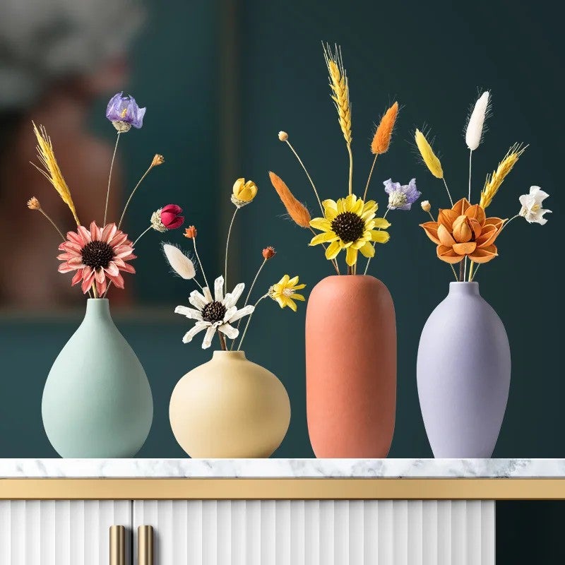 Bluejw Hotsale Nordic Style Ceramic Vase with Dried Flowers – Minimalist Dried Plants Arrangement for Living Room, Tabletop Home Decor - Image 3