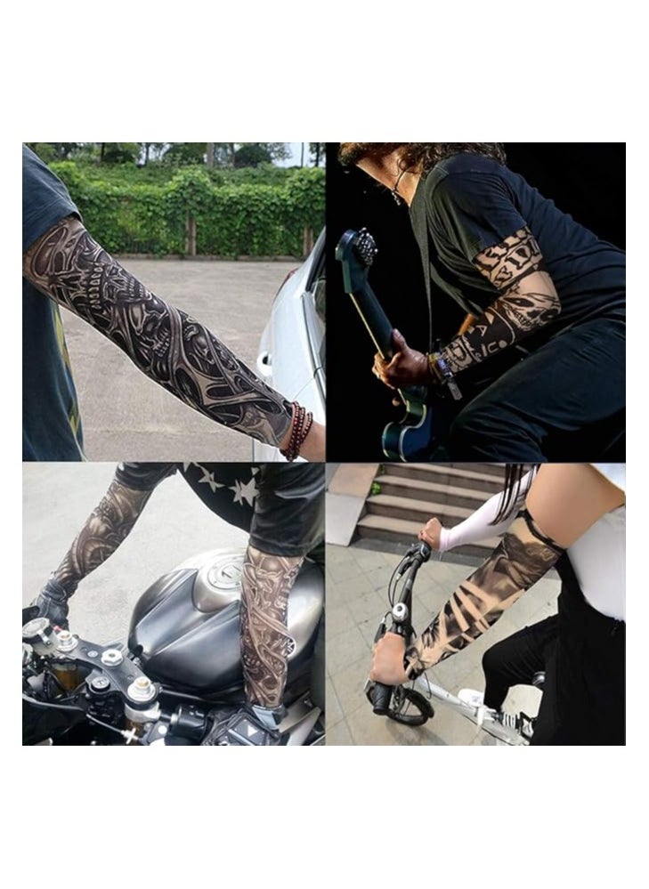 Generic One Piece Women's and Men's Nylon Stretch Tattoo Printed Full Hand Arm Sleeves Gloves, Random Print, Multicolor  - Image 2