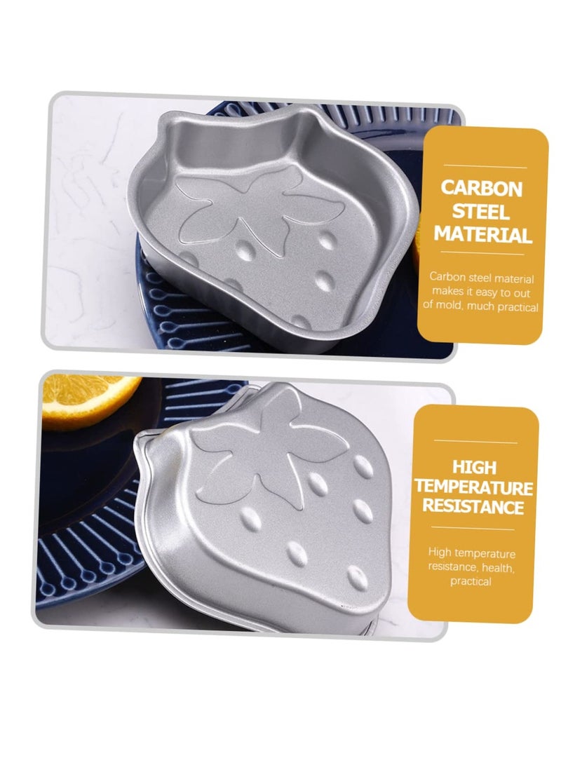 Excefore Strawberry Silicone Mold, 16 Pcs Oven Baking Molds Muffin Mini Tart Pans Mini Cake Molds Silicon Cup Cakes Trays Individual Cheesecake Pans Tartlet Carbon Steel Bozai Cake Paper Cup - Image 2