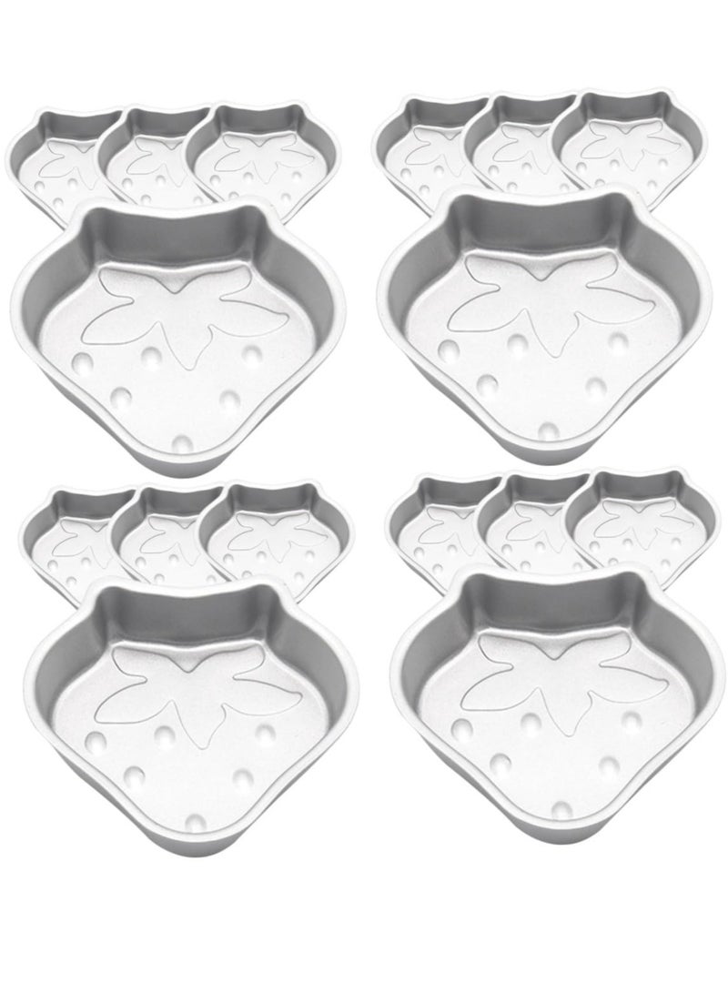 Excefore Strawberry Silicone Mold, 16 Pcs Oven Baking Molds Muffin Mini Tart Pans Mini Cake Molds Silicon Cup Cakes Trays Individual Cheesecake Pans Tartlet Carbon Steel Bozai Cake Paper Cup - Image 1