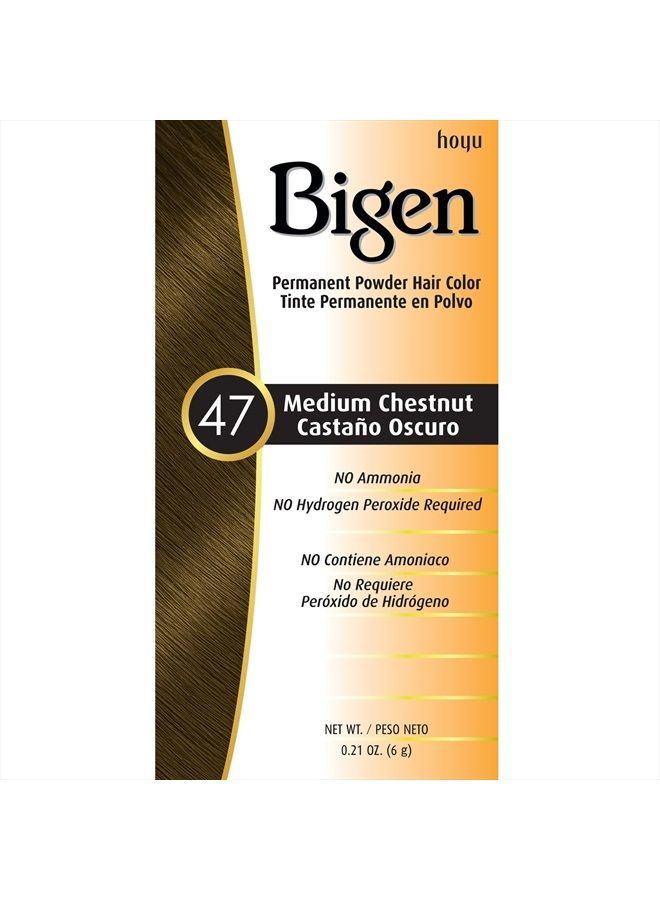 Bigen Powder Hair Color #47 Medium Chestnut, 0.21 Ounce (Pack of 6)
