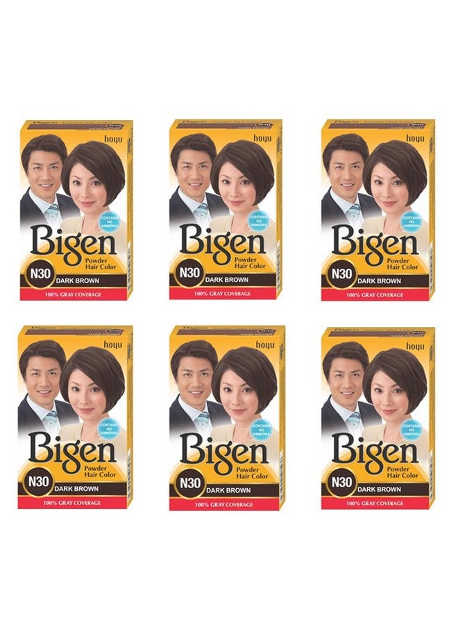 بايجن بودرة تلوين الشعر بني غامق N30 عبوة من 6 قطع (مجموعة كومبو)