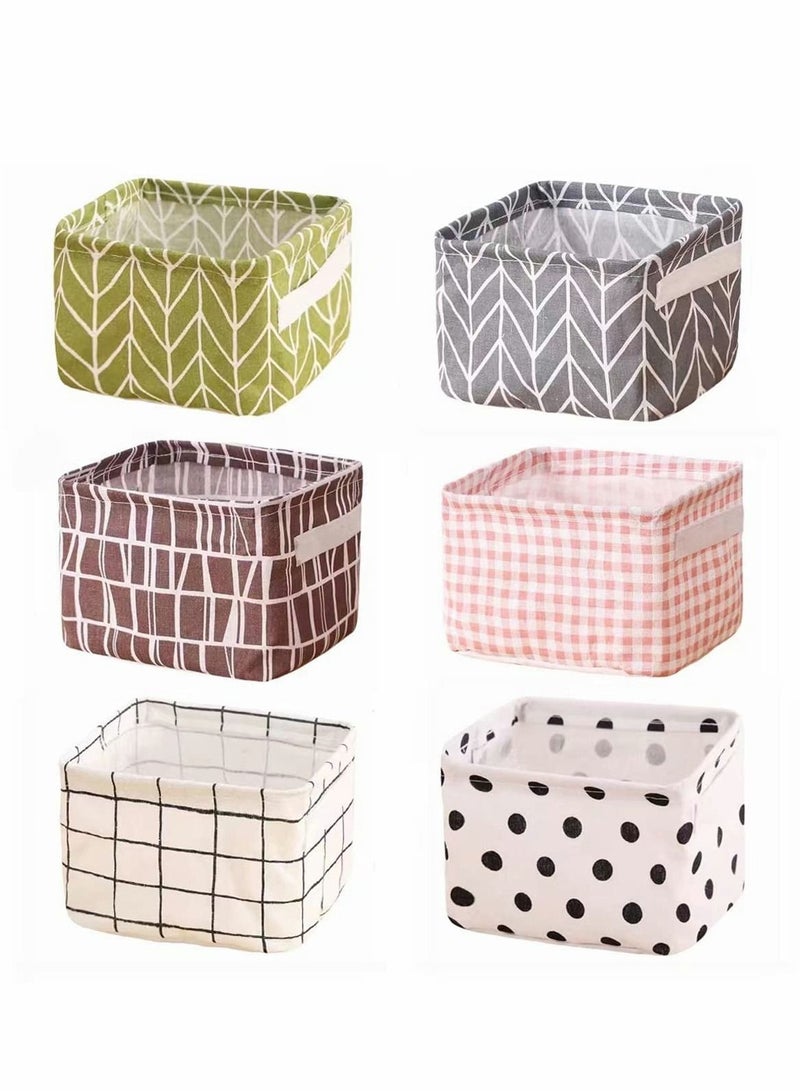 NIBEMINENT Foldable Storage Basket-Set of 6 Small Collapsible Canvas Containers Organizers with Handle for Home Decor or Storing Toys Keys Sundries Little Crafts - Image 1