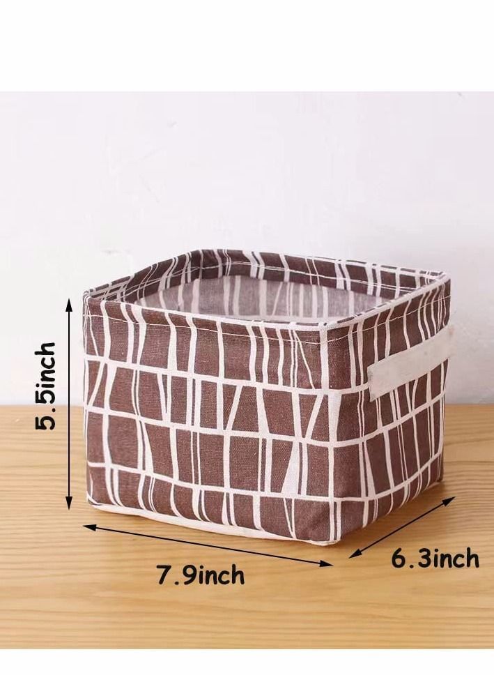 NIBEMINENT Foldable Storage Basket-Set of 6 Small Collapsible Canvas Containers Organizers with Handle for Home Decor or Storing Toys Keys Sundries Little Crafts - Image 2