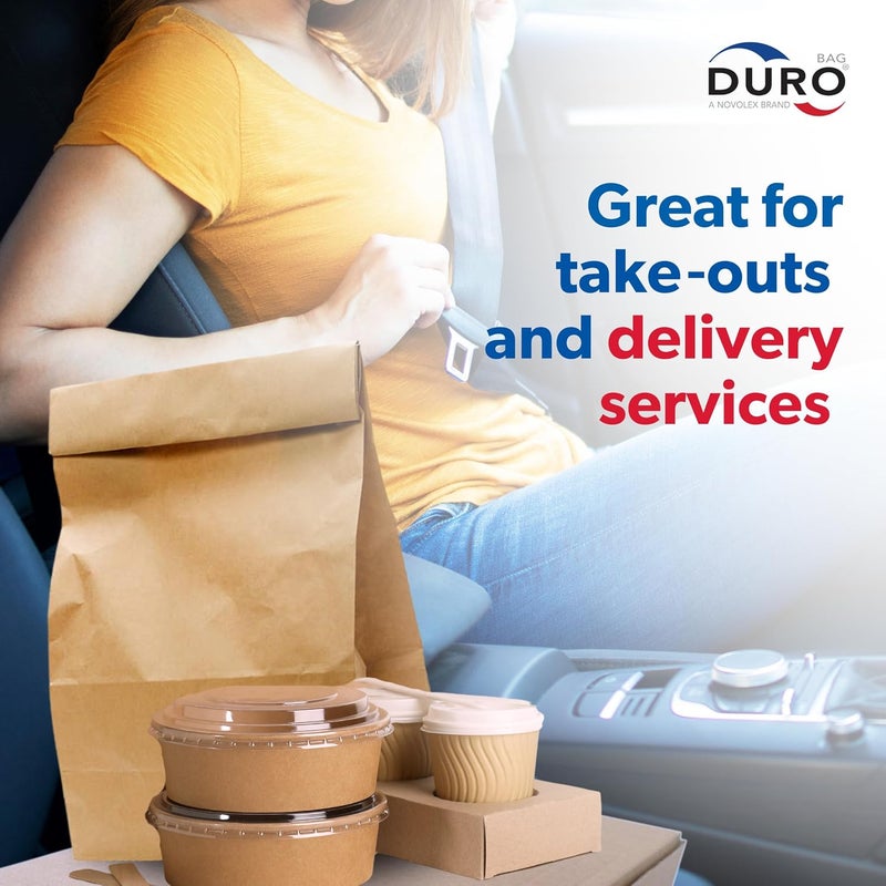 Duro 57# Large Brown Paper Lunch Bags, Heavy-Duty Paper Bags Lunch Size for Grocery, Takeout, and Food Service, Bulk 1/6 Sack, Durable Brown Bag for Retail and Packaging, 100 Count - Image 5