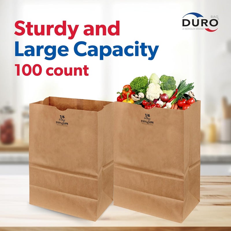 Duro 57# Large Brown Paper Lunch Bags, Heavy-Duty Paper Bags Lunch Size for Grocery, Takeout, and Food Service, Bulk 1/6 Sack, Durable Brown Bag for Retail and Packaging, 100 Count - Image 4