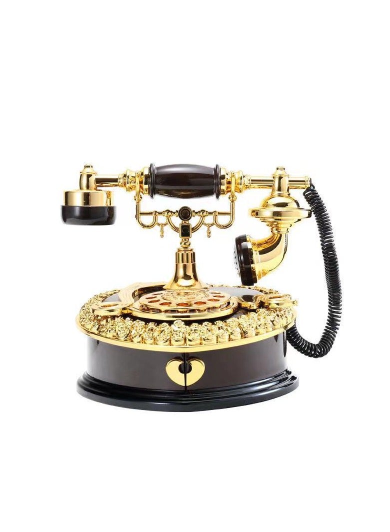 1pcs brown light luxury classical style creative dial, old-fashioned telephone eight tone box  - Image 2