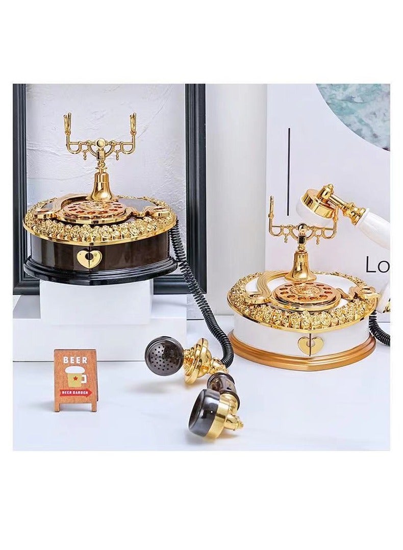 1pcs brown light luxury classical style creative dial, old-fashioned telephone eight tone box  - Image 4
