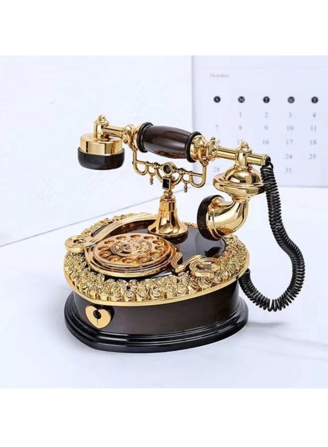 1pcs brown light luxury classical style creative dial, old-fashioned telephone eight tone box  - Image 5