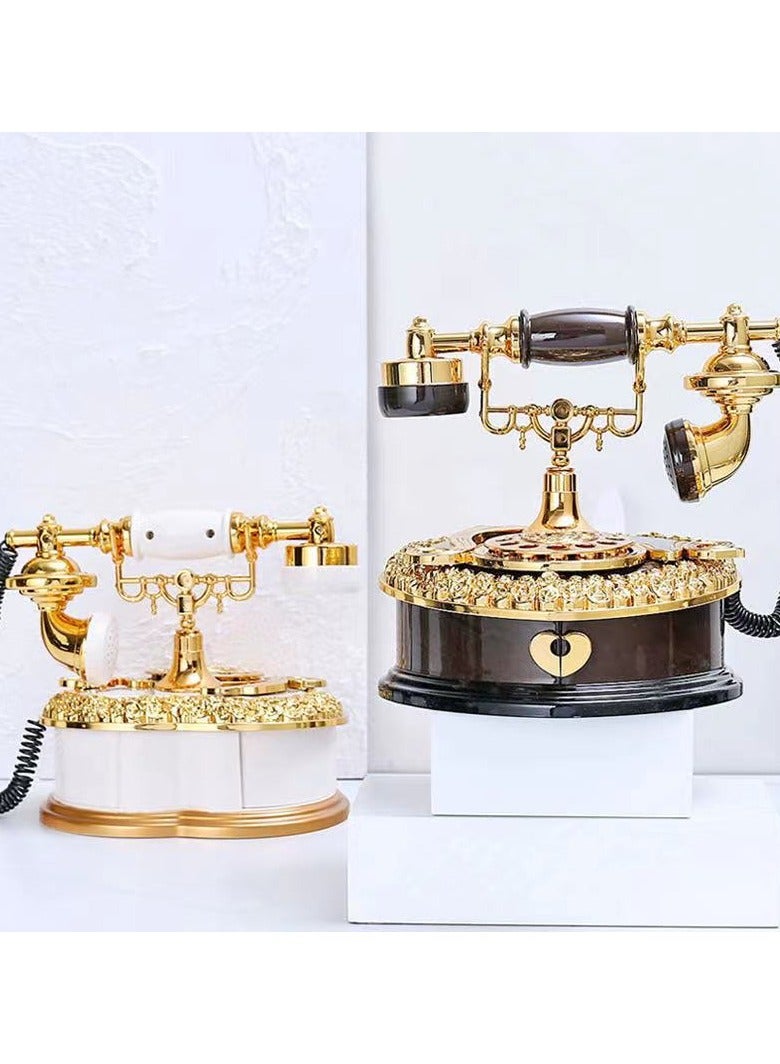 1pcs brown light luxury classical style creative dial, old-fashioned telephone eight tone box  - Image 3