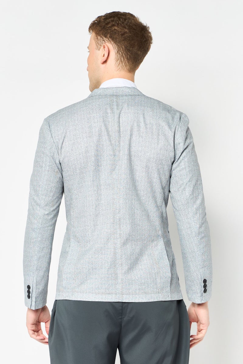 SELECTED Men Regular Fit Chambray Semi Formal Blazer, Multicolor - Image 3