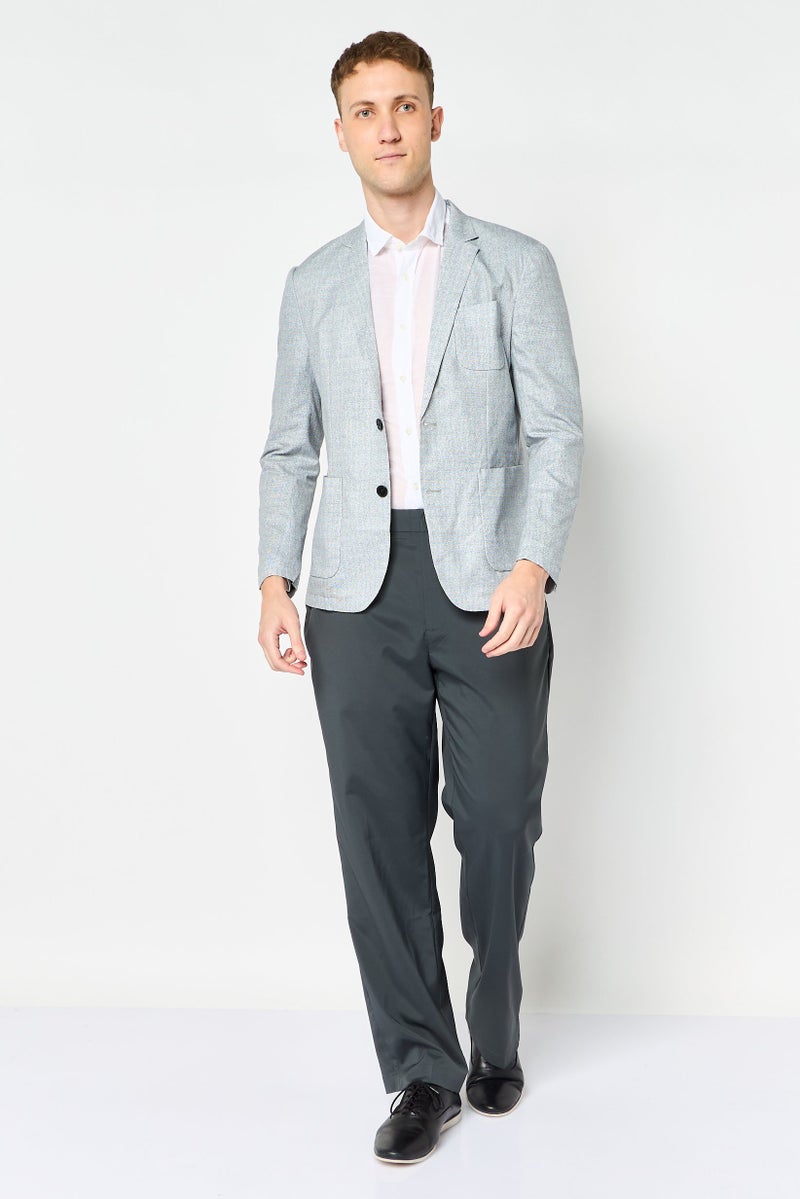 SELECTED Men Regular Fit Chambray Semi Formal Blazer, Multicolor - Image 2