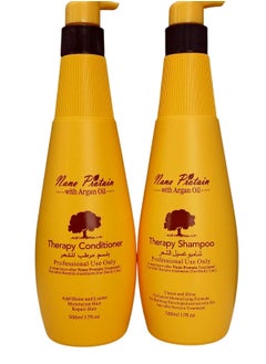 Argan Shampoo 500 ml and Argan Conditioner 500 ml Special for Hair Treated with Keratin and Protein.