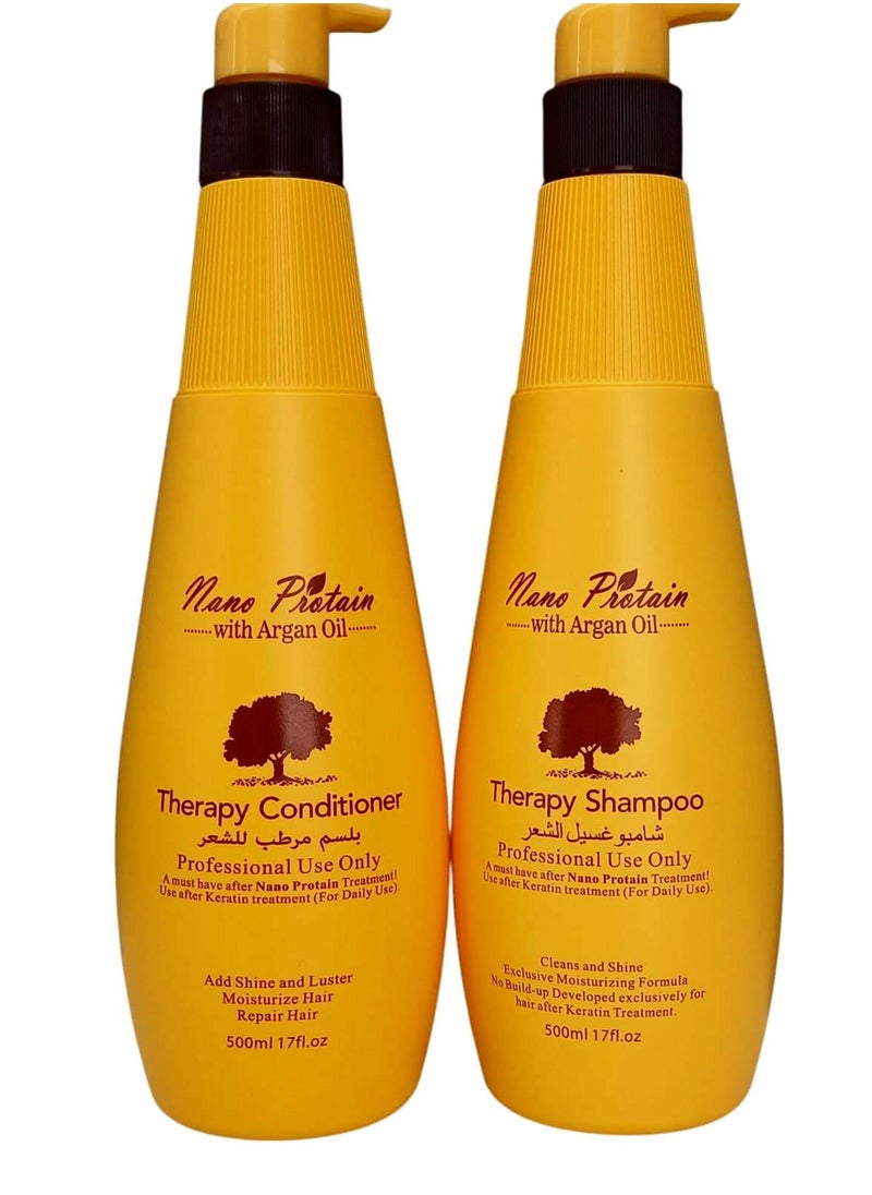 Nano - Argan Shampoo 500 ml and Argan Conditioner 500 ml Special for Hair Treated with Keratin and Protein. - Image 1