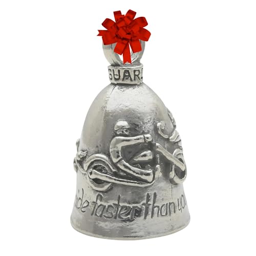 Guardian Bell Never Ride Faster Than Your Angel Can Fly Good Luck Bell wKeyring  Black Velvet Gift Bag  Motorcycle Bell  LeadFree Pewter  Good Luck Gift  Bike Bell  Made in USA