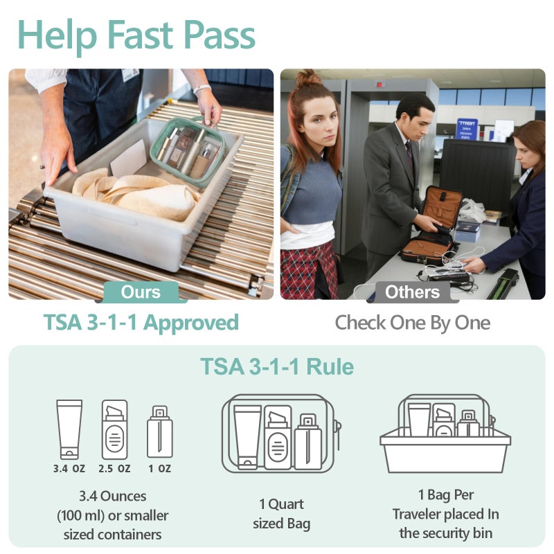 باكيزم حقيبة أدوات تجميل معتمدة من إدارة أمن النقل الأمريكية (TSA) من باكيزم - حقيبة مكياج شفافة لامعة، قابلة للتخصيص وعصرية، بفتحة واسعة 180 مم وإطار داعم، مثالية لمستلزمات السفر، سميكة وخالية من الروائح، لون أخضر - Image 3