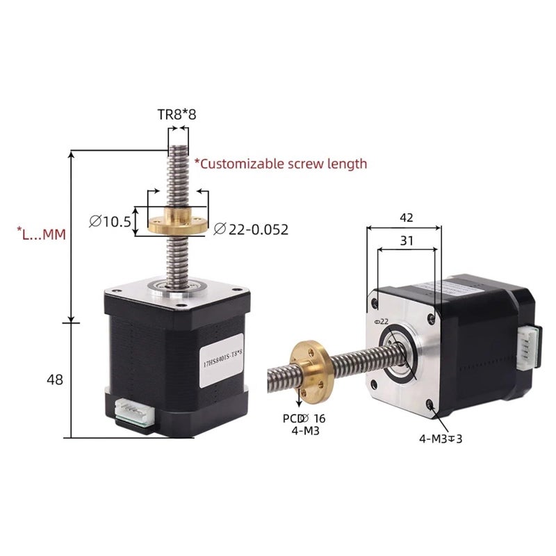 محرك خطوي Nema17 17HS8401S مع برغي T8 بطول 200 ملم وملعب 2 ملم لآلة النقش CNC وطابعة ثلاثية الأبعاد - Image 4