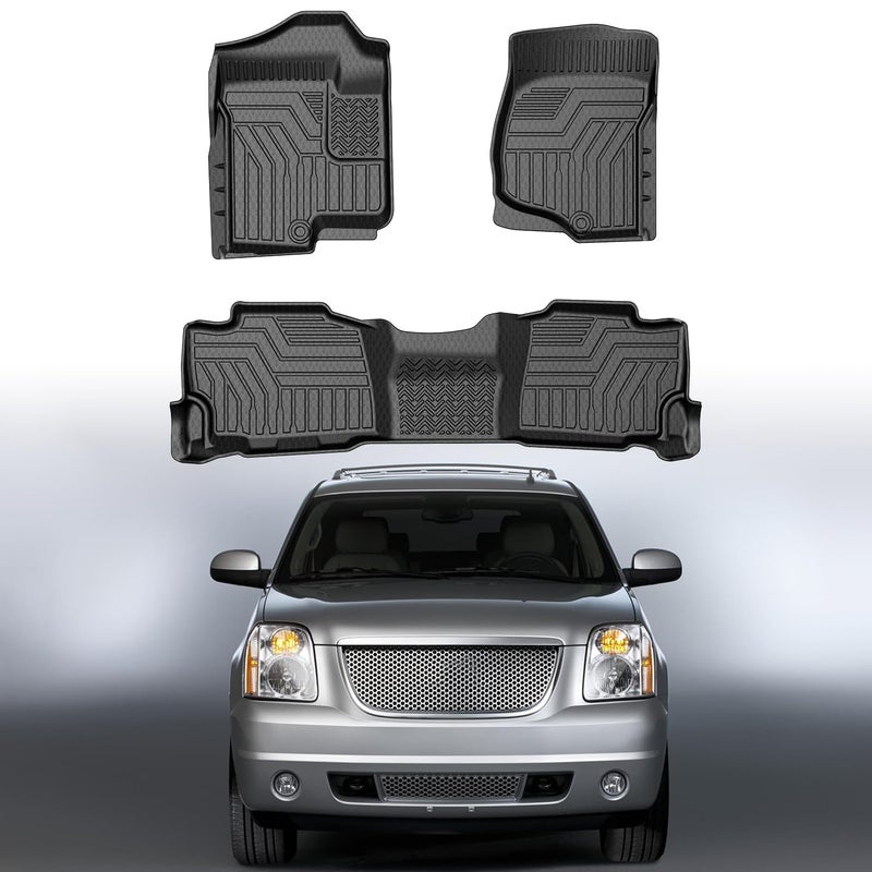 Mixsuper Custom Fit for Floor Mats 20072014 Cadillac EscaladeChevrolet TahoeGMC Yukon All Weather Floor Liners Durable 1st  2nd Row Mat Liner Set Black