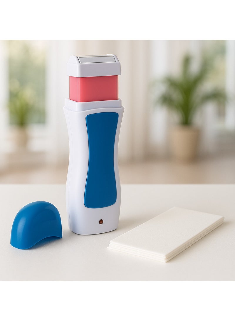 واكس ديفايس طقم إزالة الشعر بلفافة شمع دافئة بتصميم أنيق - جهاز تسخين شمع كهربائي مع خرطوشة إعادة تعبئة | نظام إزالة شعر سهل وسريع لبشرة ناعمة في المنزل أو الصالون - Image 1