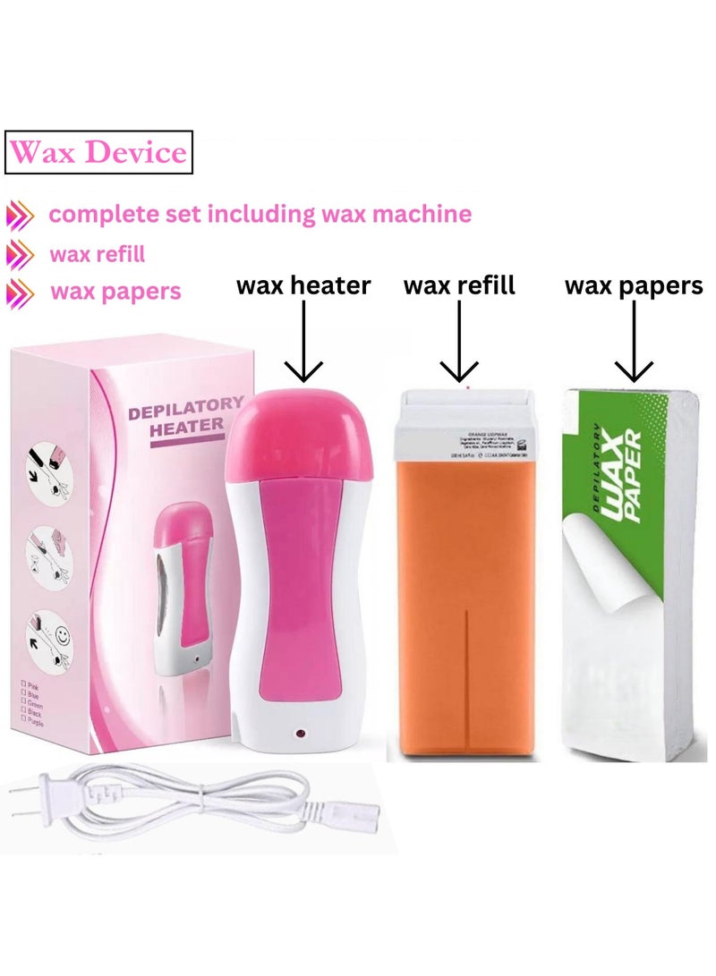 واكس ديفايس طقم إزالة الشعر بلفافة شمع دافئة بتصميم أنيق - جهاز تسخين شمع كهربائي مع خرطوشة إعادة تعبئة | نظام إزالة شعر سهل وسريع لبشرة ناعمة في المنزل أو الصالون - Image 2