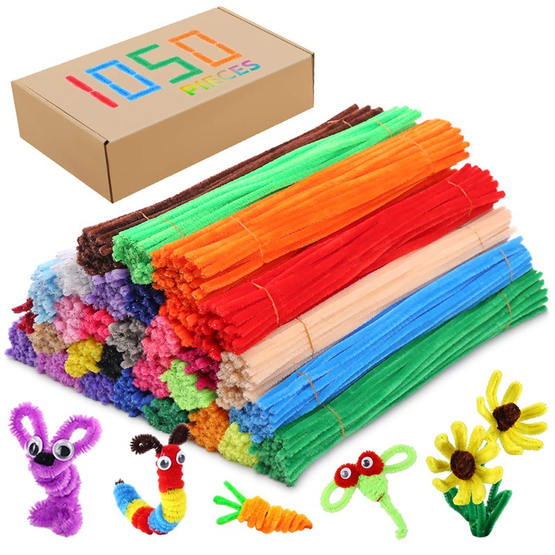 Yalumo Pipe Cleaners Chenille Stems 1050 Pieces 30 Assorted Colors for Craft Arts Creative DIY Projects Decorations, 6mm x 12inch Fuzzy Colored Chenille Stem Sticks Set Craft Supplies for Kids and Adults - Image 1