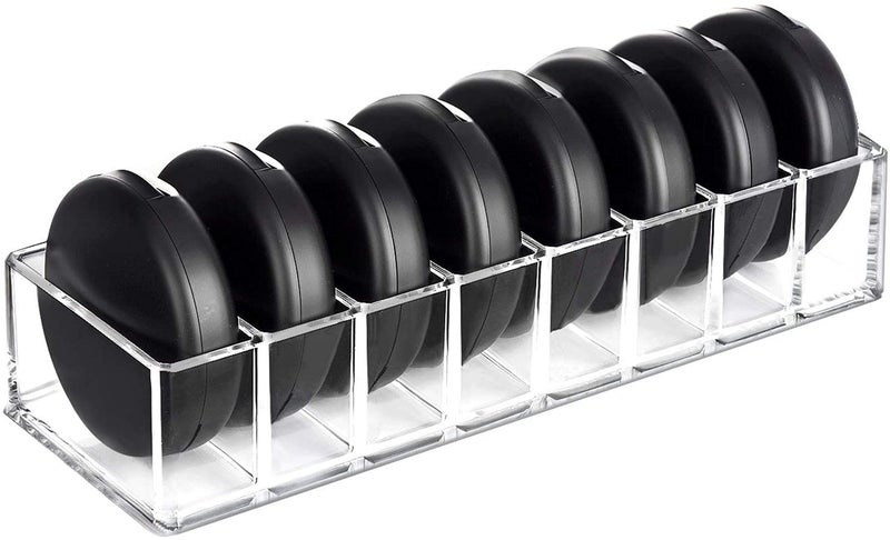 HBlife Clear Acrylic Makeup Compact Organizer, 8 Spaces Vanity Organizer Stand Eyeshadow Pallet Storage for Lipstick Bronzer Powder Highlighter, Skincare Cosmetic Display Cases for Bathroom - Image 1
