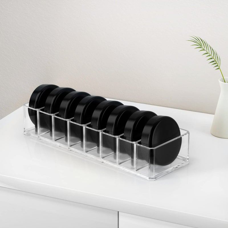 HBlife Clear Acrylic Makeup Compact Organizer, 8 Spaces Vanity Organizer Stand Eyeshadow Pallet Storage for Lipstick Bronzer Powder Highlighter, Skincare Cosmetic Display Cases for Bathroom - Image 5