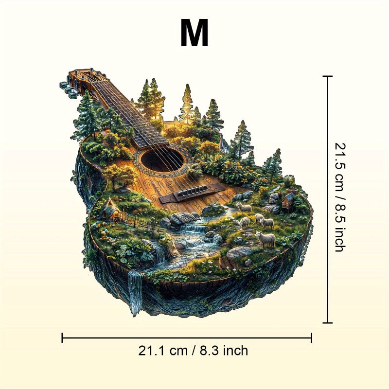 Forest Guitar Wooden Jigsaw Puzzle XL Irregular Animal Shape Learning Toy - Image 5