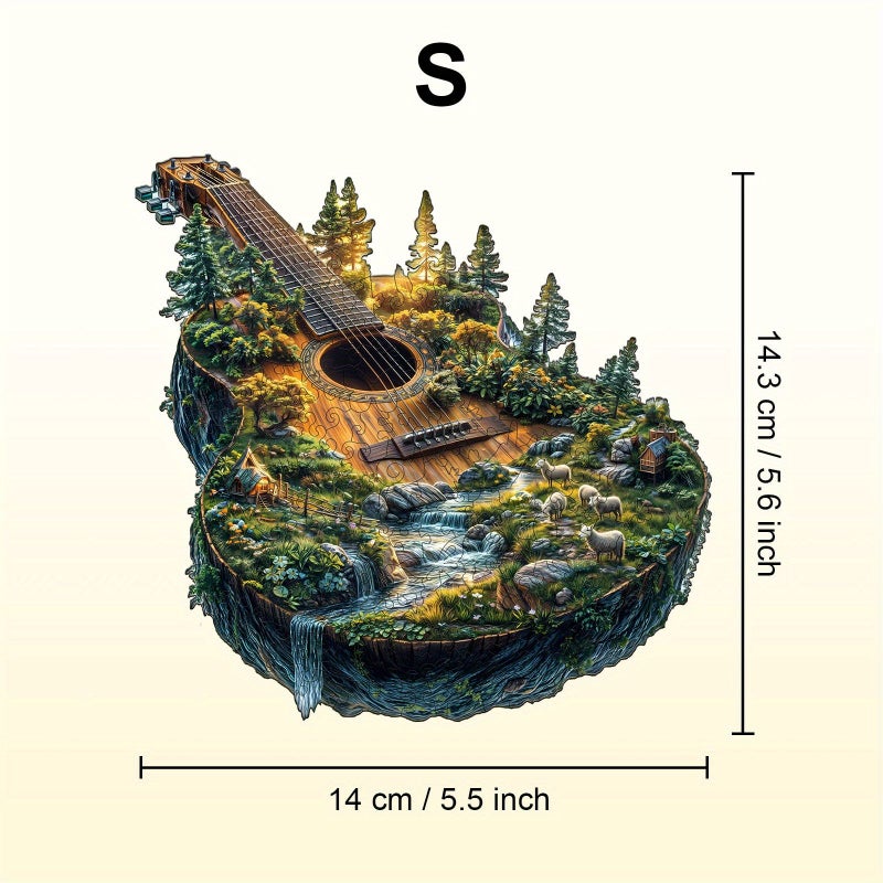 Forest Guitar Wooden Jigsaw Puzzle XL Irregular Animal Shape Learning Toy - Image 3