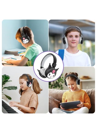 Kids Over Ear Headphones, Kids Bluetooth Headphones, Cat Ear Bluetooth Headphones with Microphone, TF Card, Kids Headphones for Teens, Boys, Girls (Black) - view 3