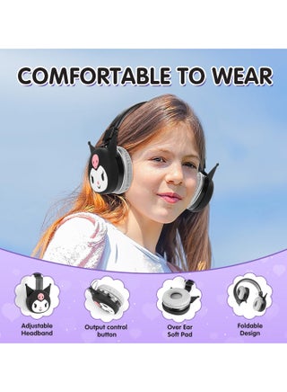 Kids Over Ear Headphones, Kids Bluetooth Headphones, Cat Ear Bluetooth Headphones with Microphone, TF Card, Kids Headphones for Teens, Boys, Girls (Black) - view 5
