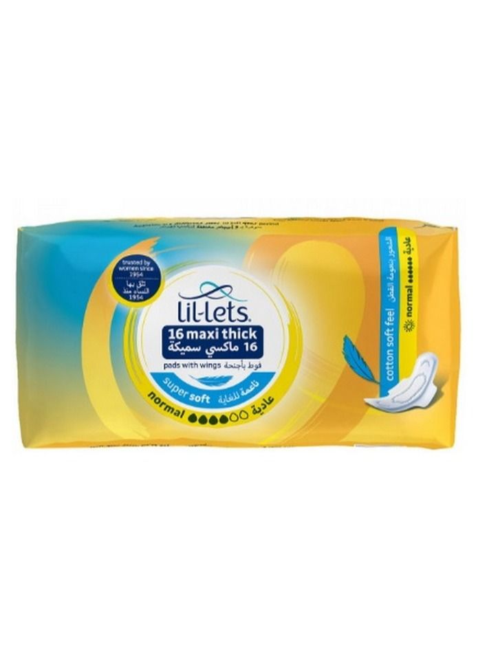 Lil-Lets 16 Normal Maxi Thick Pads With Wings - Image 1